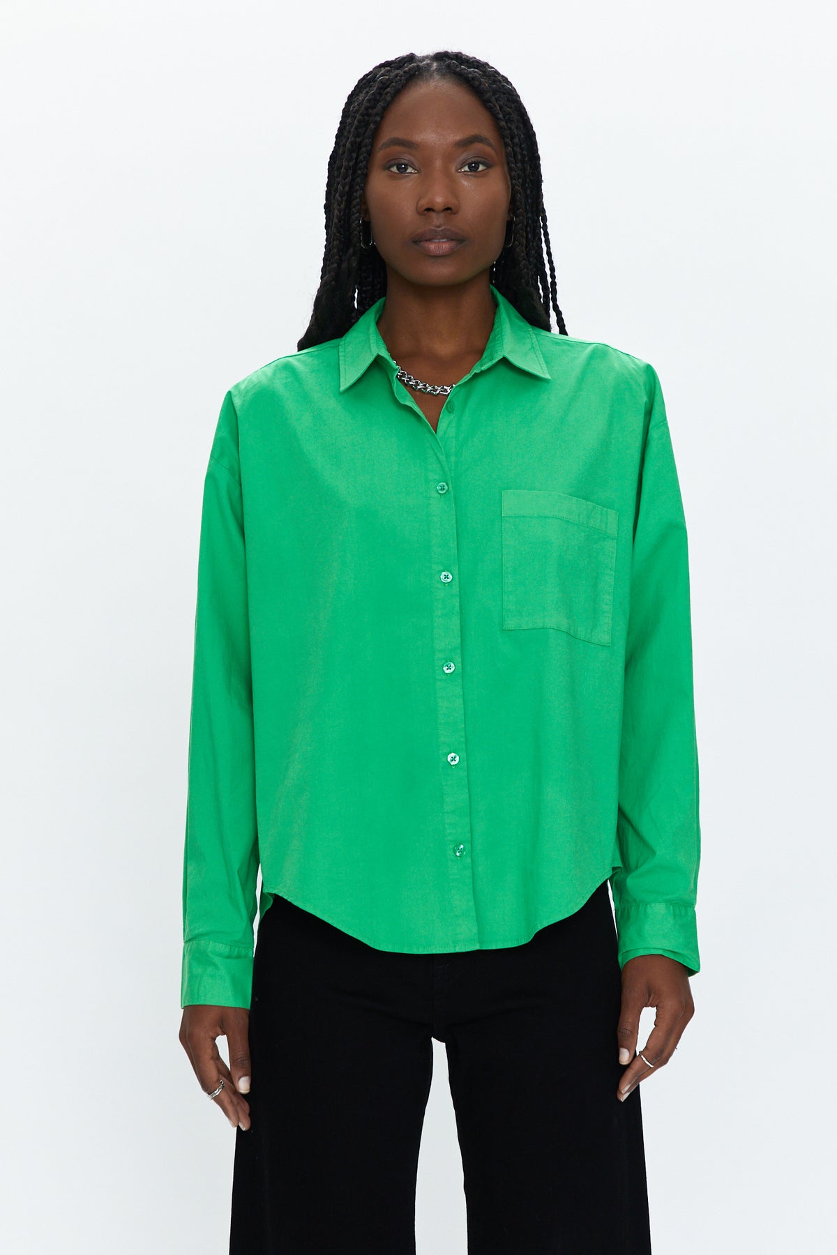 Sloane Oversized Button Down Shirt - Green Apple
            
              Sale